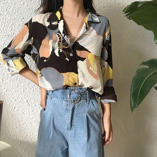 Flower Pattern Loose-fit Shirt
