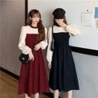 Long-sleeve Two-tone Loose Fit Dress