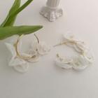 Frill Trim Hoop Earring 1 Pair - White - One Size