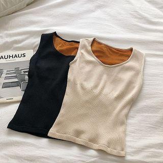 Plain Slim-fit Fleece Tank Top
