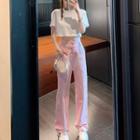 Short-sleeve Cropped T-shirt / High-waist Wide-leg Jeans / Set
