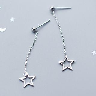 925 Sterling Silver Star Dangle Earring S925 Silver Earring - One Size