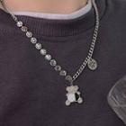 Smiley Bear Pendant Stainless Steel Necklace Necklace - Bear - Silver - One Size