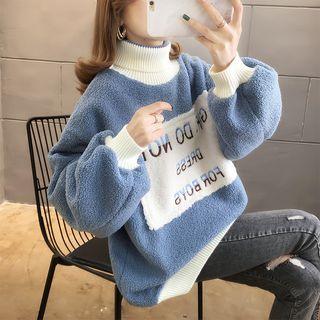 Turtleneck Faux-shearling Pullover