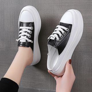 Paneled Platform Sneaker Mules