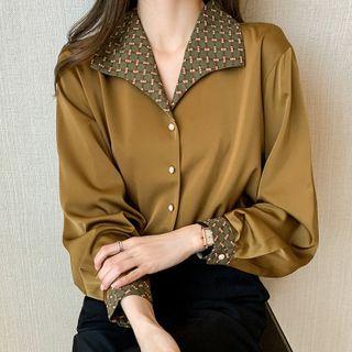 Patterned Collar Blouse