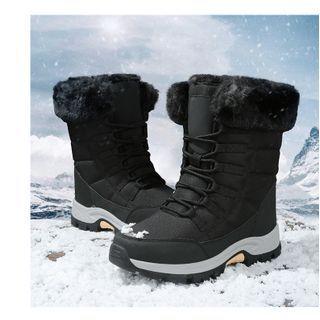Fluffy Trim Lace Up Platform Short Boots
