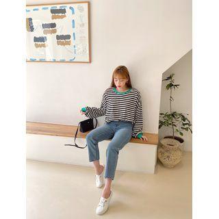 Oversized Stripe Ringer Sweatshirt