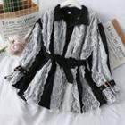 Lace-trim Drop-shoulder Shirt With Belt