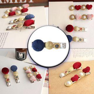 Faux Pearl Gemstone Alloy Hair Clip 94-5734 - Light Blue - One Size