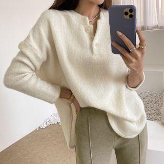 Round-hem Fleece Henley