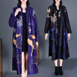 Printed Single-breasted Midi Jacket