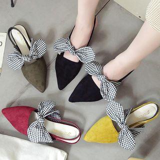 Checker Ribbon Faux Leather Sandals