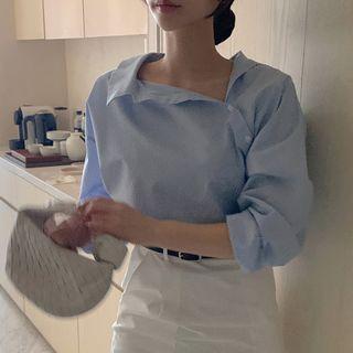 Asymmetrical Striped Shirt Stripe - One Size