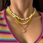 Set Of 3: Necklace Set Of 3 - Gold & Yellow & White - One Size