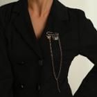 Eagle Lettering Safety Pin Alloy Brooch Gold - One Size