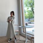 Bishop-sleeve Long T-shirt Dress Gray - One Size