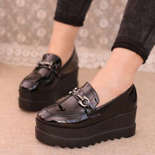 Patent Wedge Loafers
