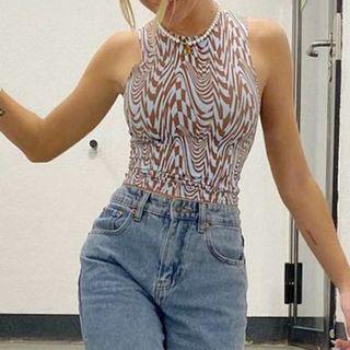 Swirl Print Crop Tank Top