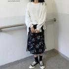 Sweatshirt / Floral Print Midi Skirt