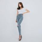 [the Denim] Slit Skinny Jeans