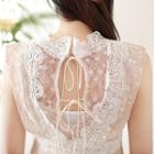 Sleeveless Lace-up Mini Lace Dress