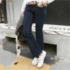 Wide-leg Distressed Jeans