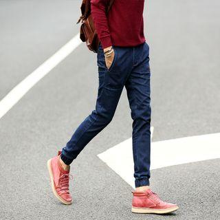Slim-fit Embroidery Washed Jeans