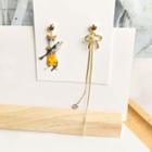 Non-matching Cat & Bow Fringed Earring As Shown In Figure - One Size