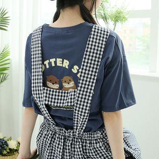 Cute Otter Print Cotton T-shirt