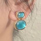 Faux Cat Eye Stone Alloy Earring 1 Pair - 2624a - Sky Blue - One Size