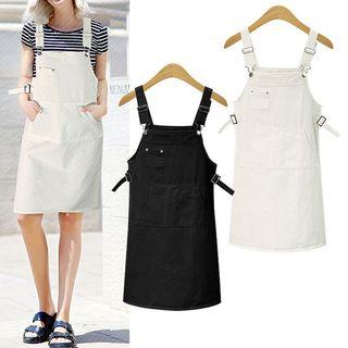 Adjustable-strap Denim Shift Jumper Dress