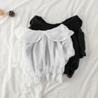 Lace Trim Chiffon Cropped Top