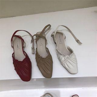 Shirred Ruffle Trim Sandals