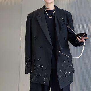 Chain Detail Printed Oversized Blazer