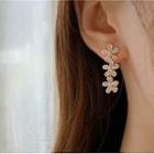Flower Rhinestone Alloy Dangle Earring 1 Pair - Transparent & Gold - One Size