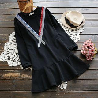 Long-sleeve Sequined Ruffle Dress