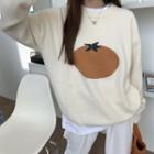 Long-sleeve  Fruit Printed Knit Sweater