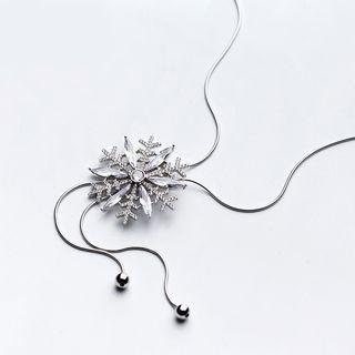 Snow Flake Ball Drop Necklace