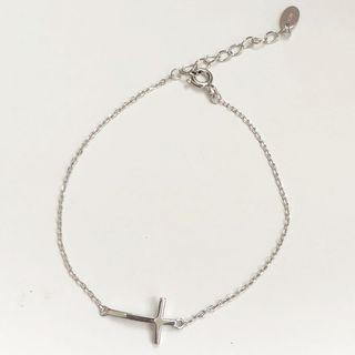 925 Sterling Silver Cross Bracelet 925 Sterling Silver - White Gold - One Size