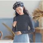 Striped Lettuce Edge Knit Top