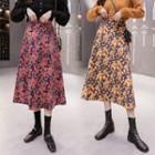 Print Corduroy A-line Skirt