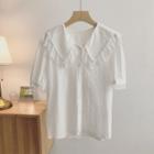 Short-sleeve Peter Pan Collar Blouse White - One Size