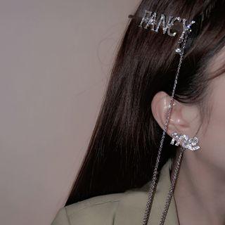 Rhinestone Lettering Hair Pin 1 Pair - Silver - One Size