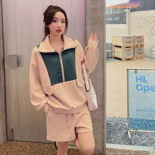 Set : Sweatshirt + Wide Leg Shorts