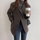 Single Breasted Houndstooth Blazer As Shown In Figure - One Size