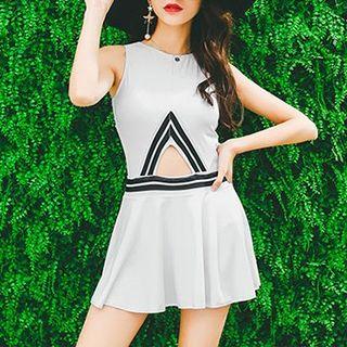 Bow Back Cutout Swim Dress