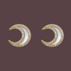 Moon Rhinestone Moonstone Earring 1 Pair - Threader Earrings - S925 Silver - Gold - One Size