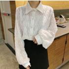Long Sleeve Lace Shirt White - One Size