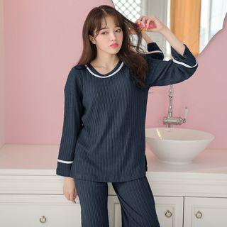 Loungewear Set: Long-sleeve Knit Top + Pants